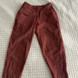 Red Melange Weave Cotton Pants